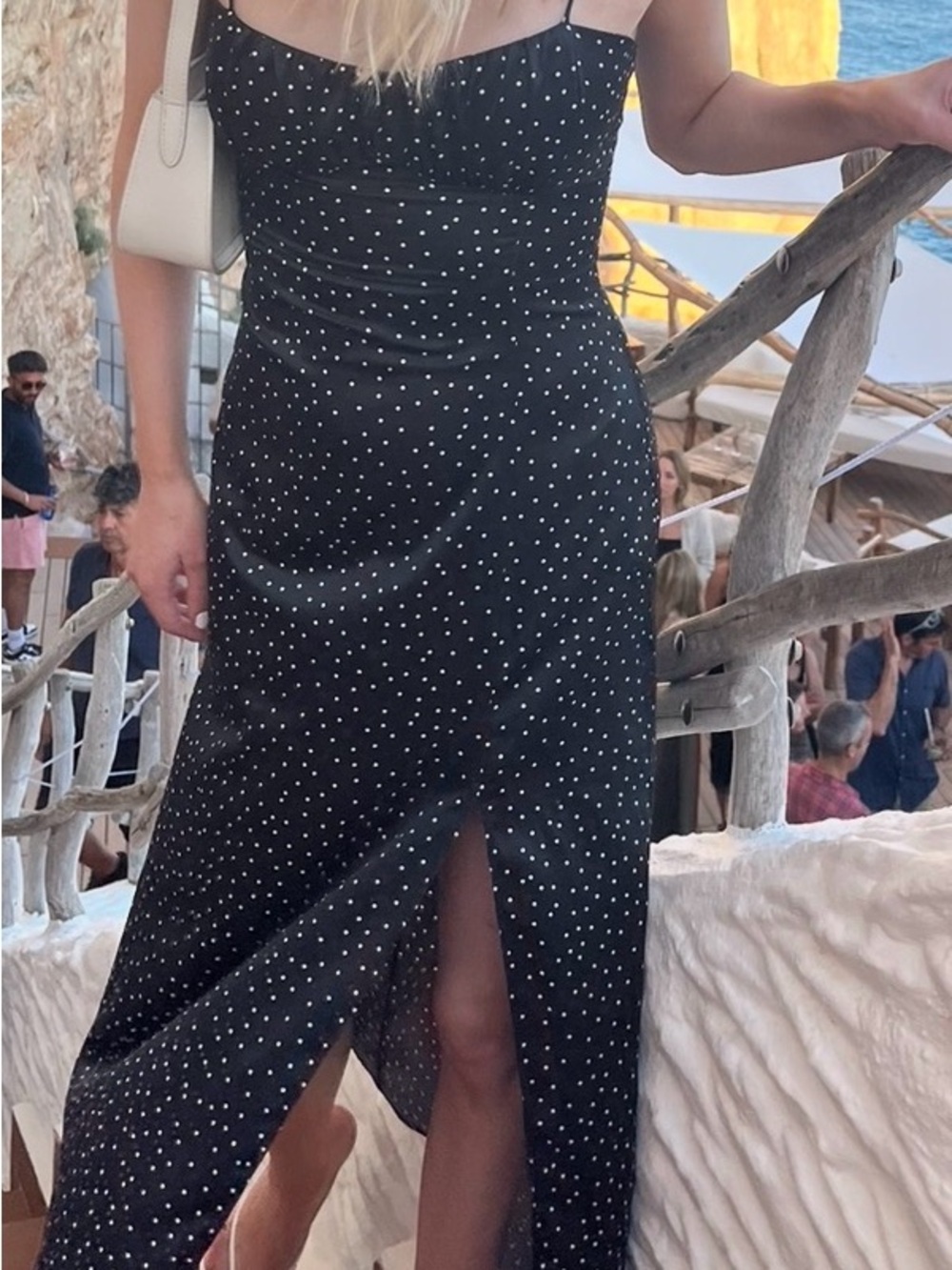 Zara Black Polka Dot Midi Dress
